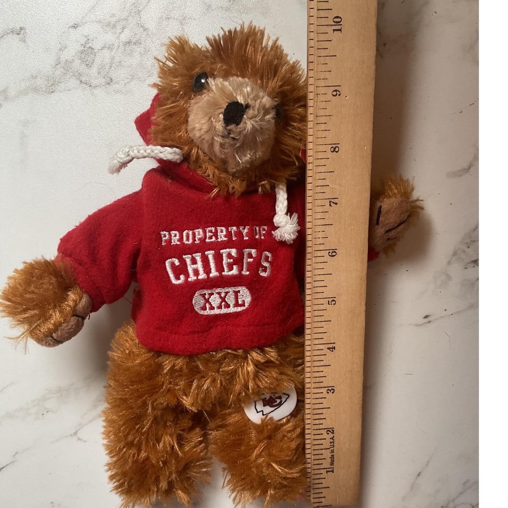 NFL Kansas City Chiefs Plush Teddy Bear Unisex Small Brown Red Hoodie XXL Logo